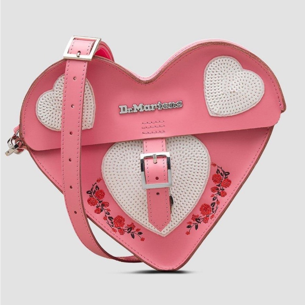 Dr. Marten Valentines pink heart bag embroidery floral flower sequin good